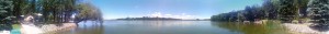 A panoramic view from the very tip of the dock at our family lake home on Sauk Lake in Minnesota. Looks misleading like it's more of an inlet than a point, but that's just lens distortion.